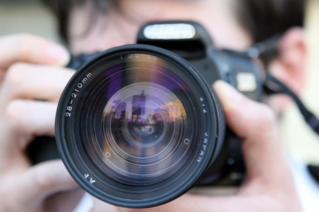 A close-up of a camera lens