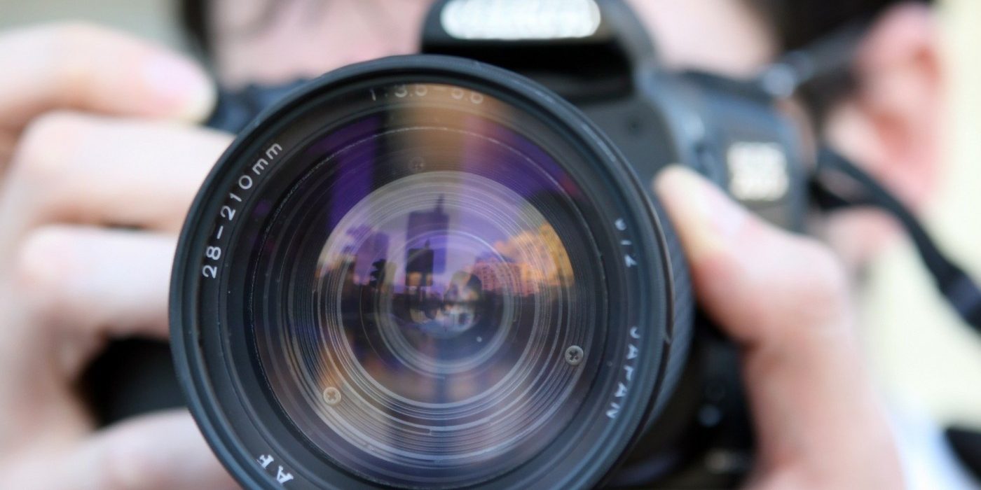 A close-up of a camera lens