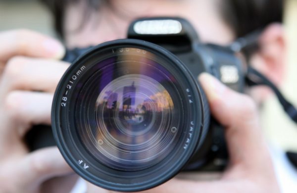 A close-up of a camera lens