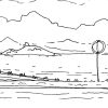 A pen drawning of Portobello Beach in Edinburgh, by Don from Leith Pantry