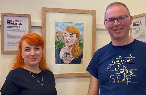 Liudmyla and Stephen, with her portrait