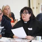 Rev Lesley Jones speaks at the event