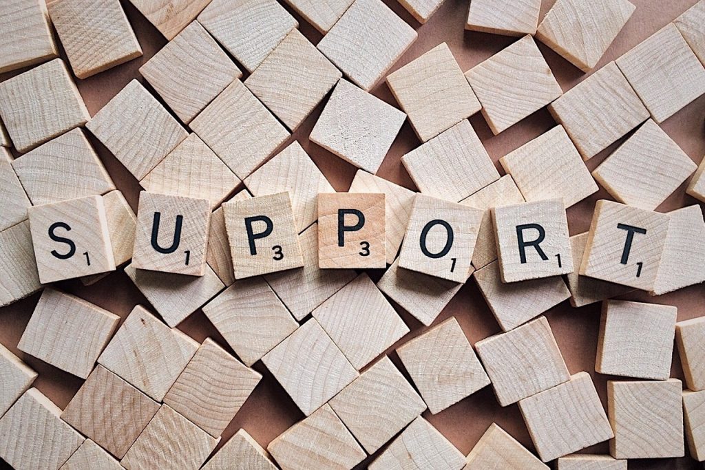Stock image: letter tiles spelling 'support'
