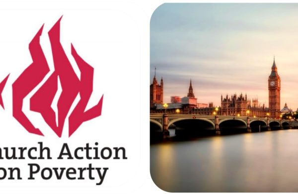 Church Action on Poverty's logo, alongside the Houses of Parliament