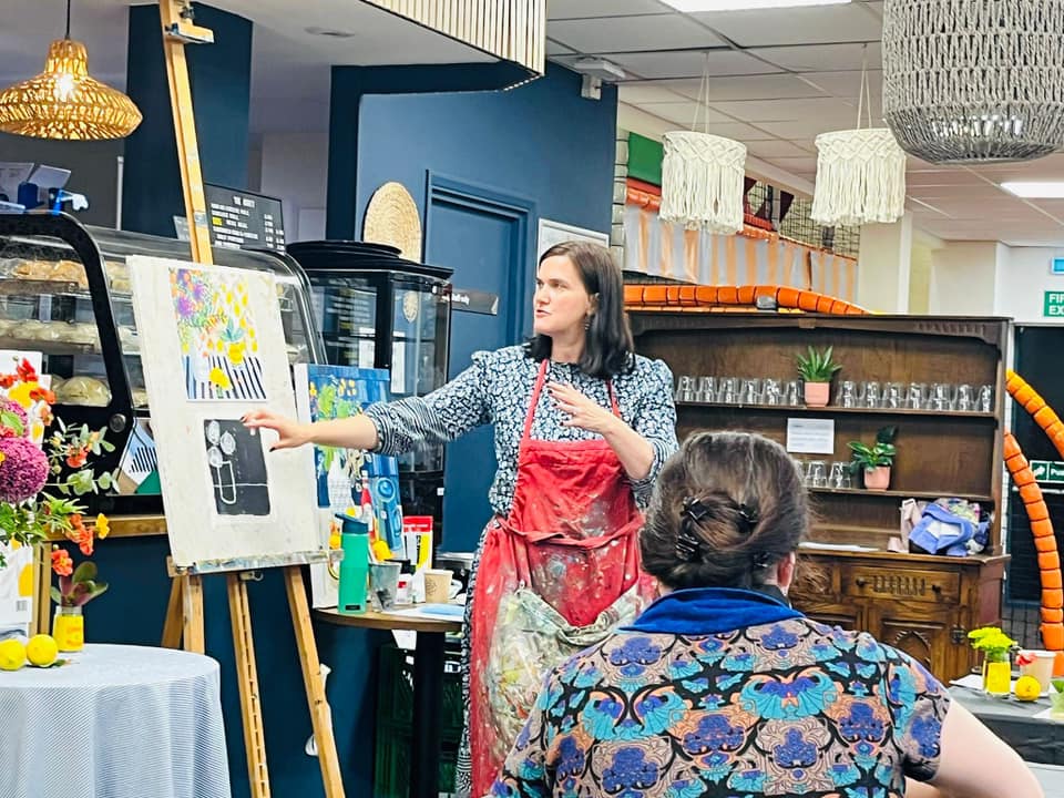 A painting workshop taking place in a Local Pantry
