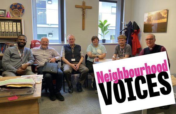 A posed group photo for the Neighbourhood Voices event at YMCA North Staffordshire in Stoke