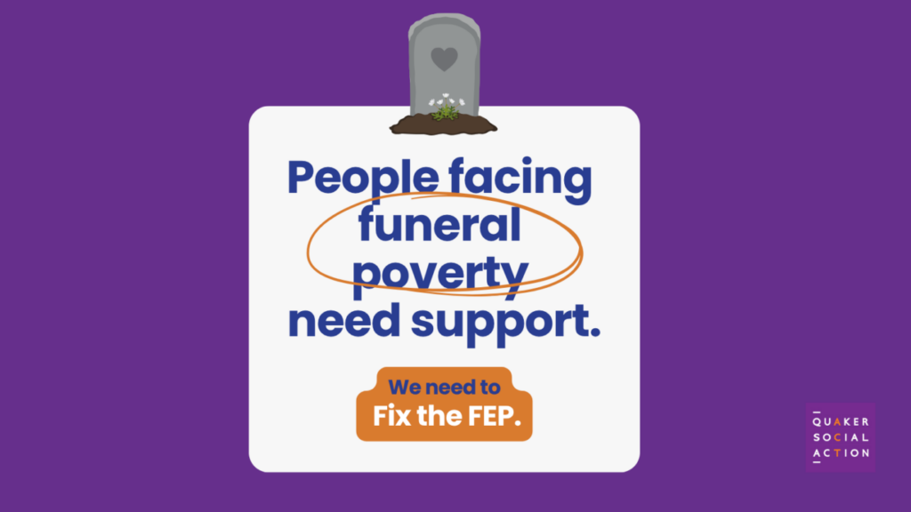 A graphic reading "People facing funeral poverty need support".