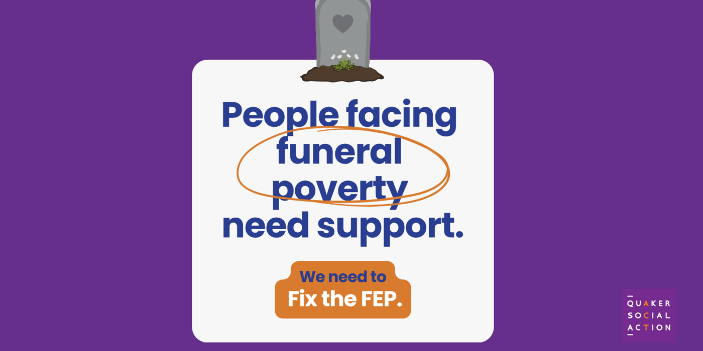 A graphic reading "People facing funeral poverty need support".