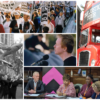 A collage of five photos of Church Action on Poverty events over the past 28 years
